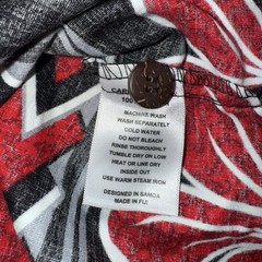Kau Kauwa Men’s Sz Lg Hawaiian Style Shirt Red & Black Floral, 100% Cotton, GUC