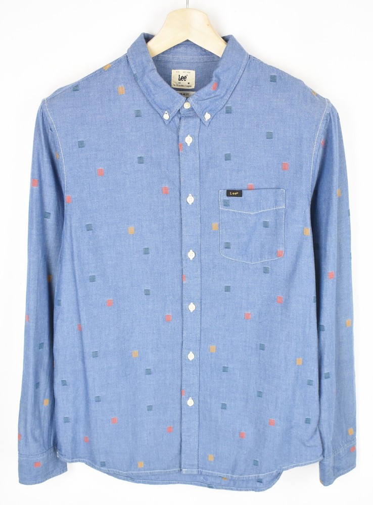 LEE Regular Fit Button Up Mens MEDIUM Collared Button