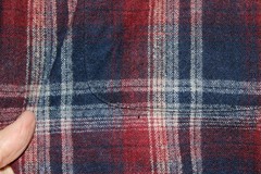 Pendleton 100% Virgin Wool Button Up Shirt Cranberry Navy White Plaid Sz M HOLES