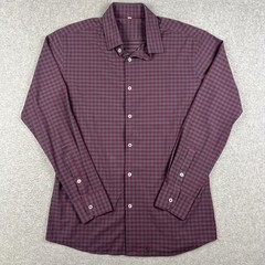 State & Liberty Stretch Performance Long Sleeve Shirt Large Purple Grey Plaid