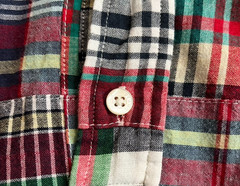 BEAMS PLUS Patchwork Madras Check Pullover Button-Down Shirt Made in Japan S