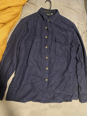 ASOS DESIGN Men’s Blue Solid Button-Up Shirt Long Sleeve Point Collar Pockets XL
