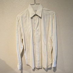 Marol Bologna Italy Men’s Dress Shirt 15.5 34/35 Pale Yellow Herringbone Cotton
