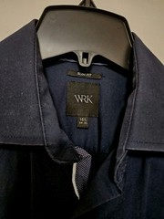 WRK Work Rest Karma Mens Solid Stretch Slim Fit Dress Shirt Navy Blue 15.5 34/35
