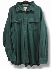 L.L. Bean Flannel Solid Dark Green Traditional Fit Outdoor Gorpcore 2XL Tall