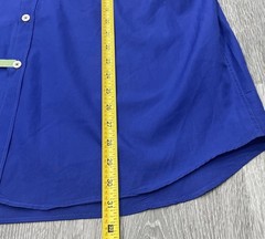 Canali Cotton Baumwolle Gingham Trim Blue Long Sleeves Shirt Italy Mens XL