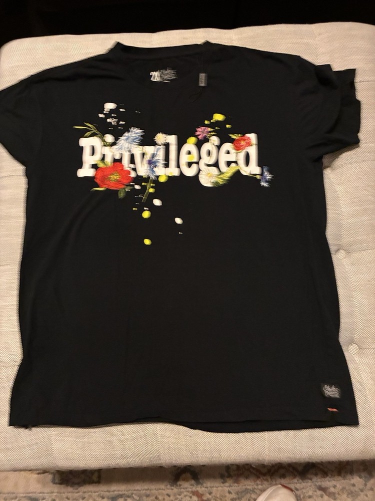 Bleecker & Mercer Privileged Graphic Floral Logo Men’s T-Shirt Black 2X A4