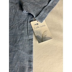 Cafe Luna Men’s Shirt Size XL Linen Blend Button Front Hawaiian Pockets Blue PA3