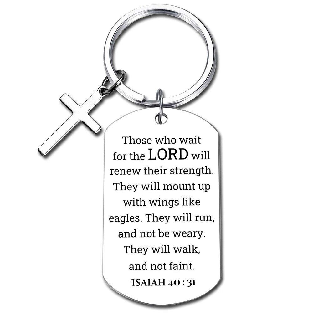 Inspirational Scripture Metal Key Chains with Cross Pendant – Bible Verse Key…