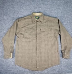Vintage Cabelas mens shirts Large L Plaid Tan Biege Long Sleeve