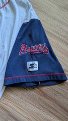Vintage Starter Atlanta Braves Henley Jersey Shirt Mens XL 90s MLB Embroidered