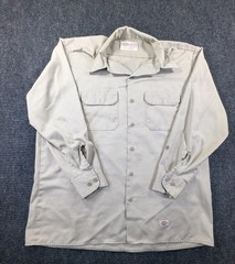 Dickies Dress Shirt Mens 17-17.5 Beige Cotton Button Up Office Workwear Utility