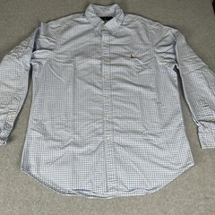 Men’s Large Ralph Lauren Light Blue /White Checked Button Down Shirt