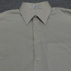 Zanella Italy Luxury Textured Woven Long Sleeve Button Up Dress Shirt Beige 15.5