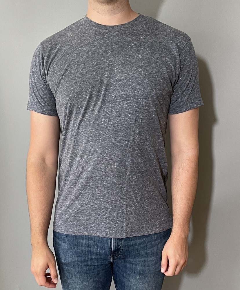L.A.T. Men’s Solid Heather Navy Gray Unisex SS Crewneck T-Shirt Blue Size XL