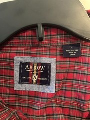 Arrow Quality Durability Button Down Dress Shirt Mens Size L Red Multicolor EUC