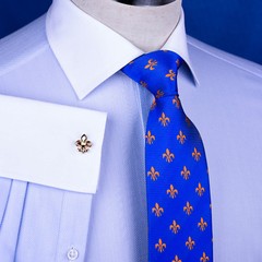 Big Size Blue Herringbone Winchester Business Shirt White Contrast Collar & Cuff