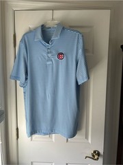 Vineyard Vines Performance Chicago Cubs Light Blue Striped Polo Shirt Size XL