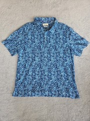 Bugatchi Performance Polo Shirt – Size XXL – Funky Blue Palm Pattern