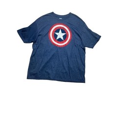 Marvel Captain America Shield Graphic T-Shirt Mens 2XL Blue Heathered Tee