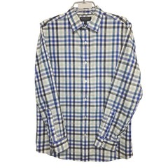 Banana Republic Mens M Blue Green Plaid Non-Iron Standard Fit Button Down Shirt