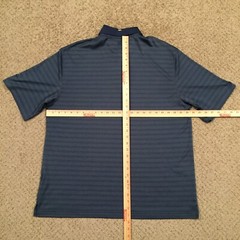Walter Hagen Polo Shirt Mens Large Blue Striped Short Sleeve Moisture Management