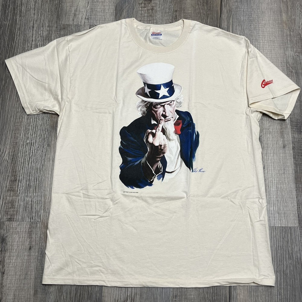 Vintage 2004 Alex Ross Uncle Sam Middle Finger Graphitti Tee – Size XL