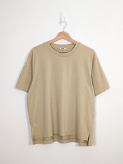 Uniqlo Airism Short Sleeve T-shirt Medium Boxy Muted Mustard Yellow Stretch