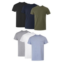 6-pack Mens Pocket T-shirt,Moisture-Wicking Cotton Crewneck Tees Small Assorted