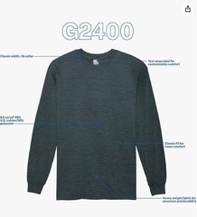 Gildan Ultra Cotton Long Sleeve T-Shirt Style G2400, Dark Heather (1 Pack)- 2XL