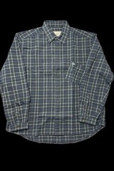 ERL Button Down Embroidered Green Blue Asymmetrical Flannel Large Designer New