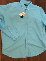 NWT Men’s 3XB Polo Ralph Lauren Oxford Long Sleeve Shirt Big 3XL Sea Green Blue