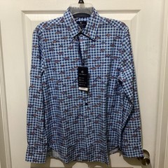 Con.Struct Performance Shirt 4 Way Stretch Fishes Slim Fit Blue ~S~NWT
