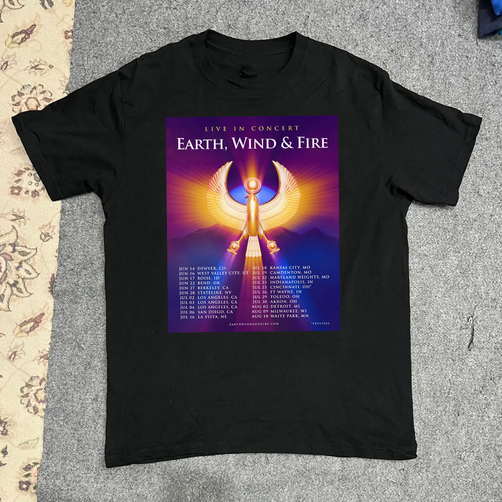 Earth, Wind & Fire Tour 2025 North American Summer Tour T Shirt Black BB518
