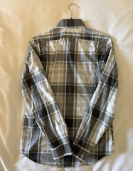 Express Men’s Small Fitted Gray Plaid Long Sleeve Button Front Dress Shirt