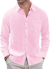 2025 Summer Linen Shirt Men’s – Breathable Long Sleeve Beach Casual Button Up