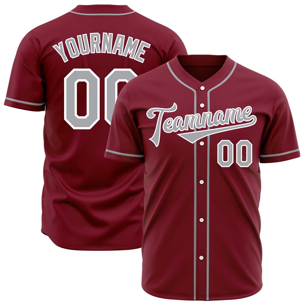 Custom Crimson Red Button Down Baseball Jersey Personalized Authentic Uniform
