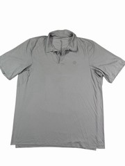 Lululemon Men’s Polo Shirt XXL Gray Solid Short Sleeve Collared Button Logo