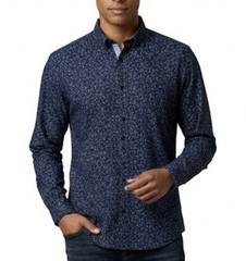 XL Franky Max 100% Microfiber Long Sleeve Blue Circle Print Casual Shirt