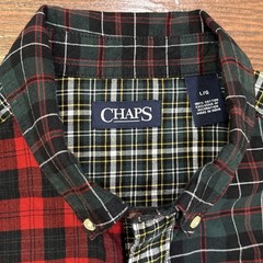 Chaps Multi-Plaid Colorblock Patchwork Shirt Men’s L Red Green Black Christmas