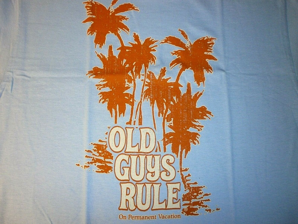 OLD GUYS RULE ” ON PERMANENT VACATION ” PALM SURF T-SHIRT SIZE M,L,XL,2X