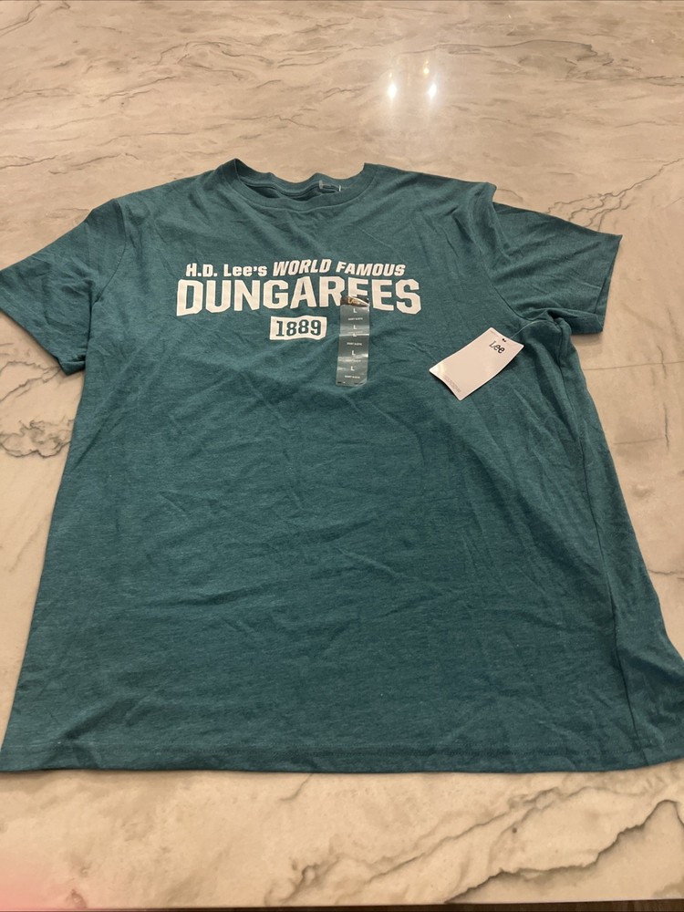 AL1- Lee Regular Fit Super Soft Natural Cotton Poly T-Shirt Men’s Size L Green