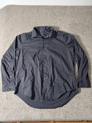 Van Heusen Shirt Mens XL Gray Slim Fit Flex Stretch Geometric Dress Button Up