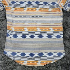7 Diamonds Shirt Mens Large Southwestern Stripe Cuffed Short Sleeve Cotton Logo