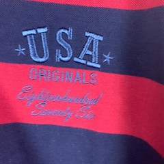 Jockey USA Originals Rugby Polo Shirt Medium Striped Long Sleeve Embroidered