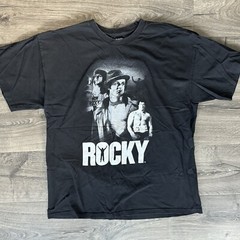 Rocky Balboa T-Shirt Black XL Movie Tee Rap Tv Show Vtg Retro Faded Short Sleeve
