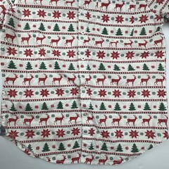 MBX Mens Button Down Shirt Small Cotton Fair Isle Reindeer Christmas Holiday Tee