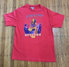 Vtg 1987 Santana Freedom T Shirt Large Red Hanes USA Single Stitch Rock Band Tee