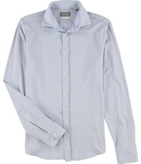 Michael Kors Mens Fine Gauge Knit Button Up Shirt, Blue, Small