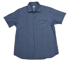 Helly Hansen Mens Large Gray Button Down Shirt with Pocket and Hidden Buttons